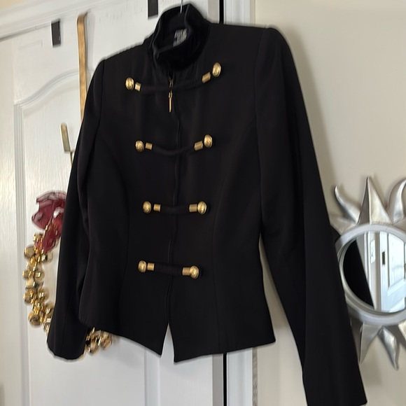 STATE OF CLAUDE MONTANA LADIES BLACK GOLD TONE MILITARY JACKET TOP-VINTAGE-WOW! - Picture 4 of 8